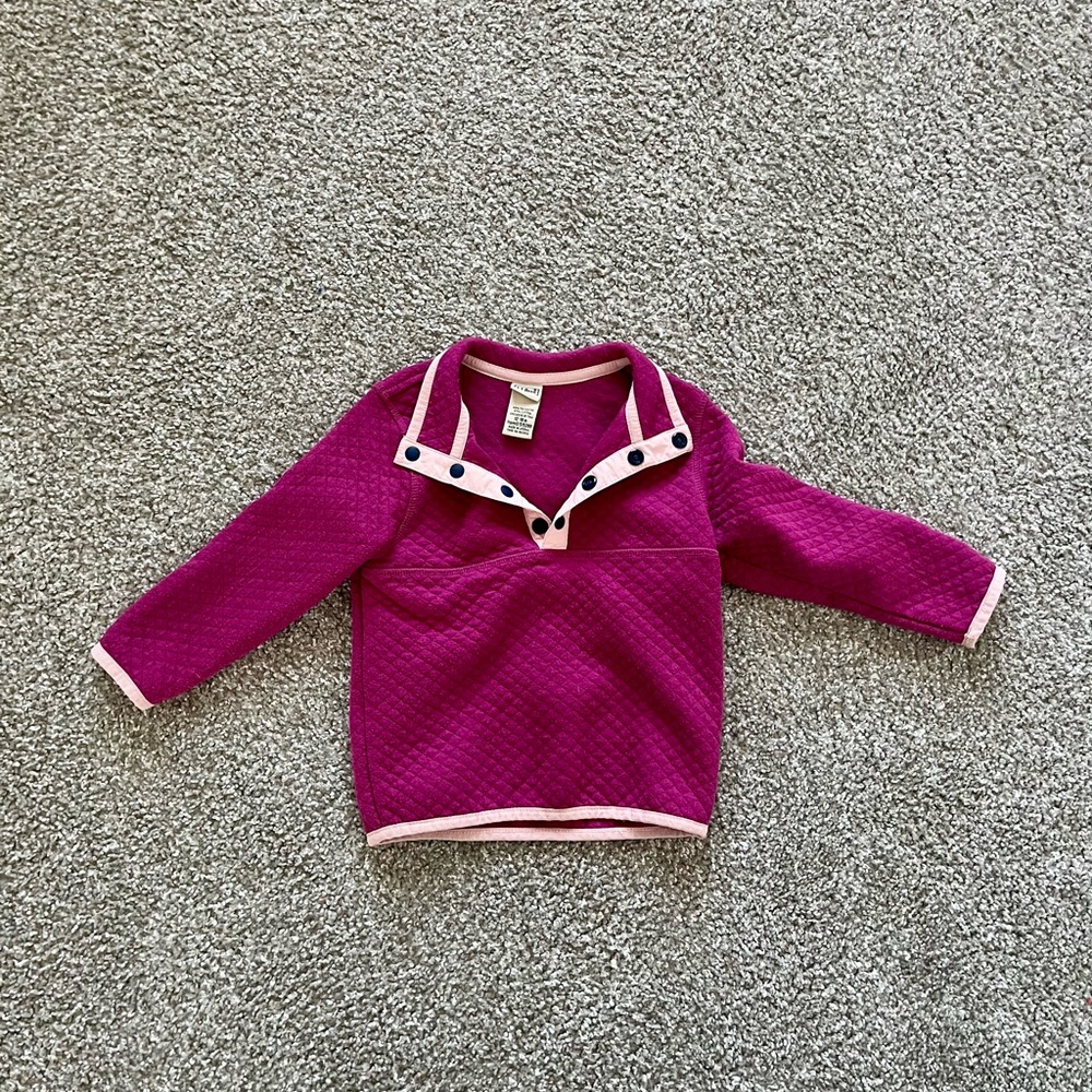 Kids' Magenta Button Snap Quilted Pullover